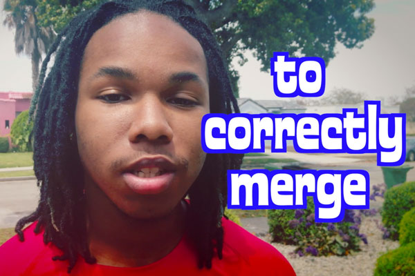 African American Teen close up with a chyron that reads - to correctly merge